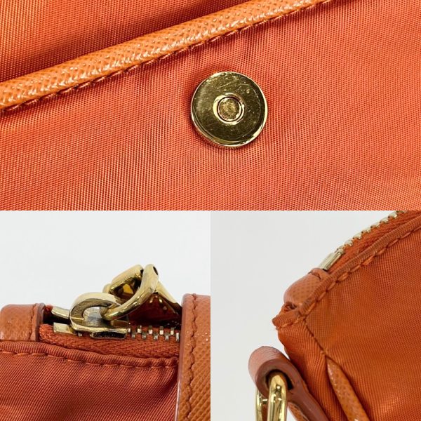 2000037246901518 18 Prada Shoulder Bag Triangle Logo Chain Pouch Crossbody Small Nylon Leather Orange