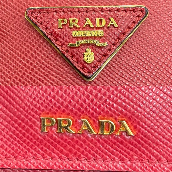 2000039246900495 9 Prada Handbag Triangle Logo Saffiano Leather Red Gold Hardware