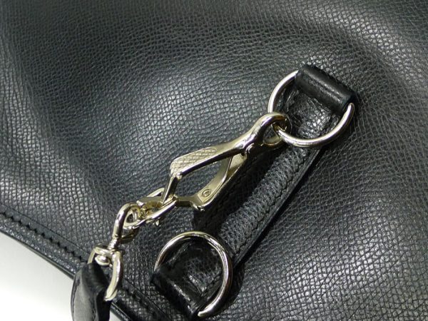 2000039257700067 6 Hermes Trim Shoulder Bag Leather Black Silver Hardware Stamp