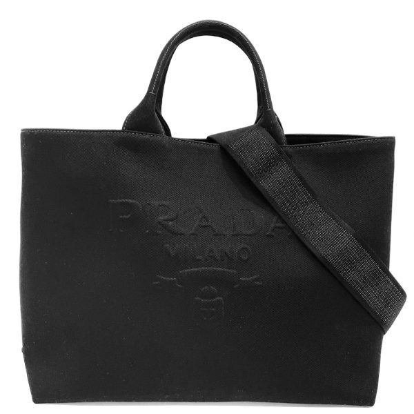 2000043246900138 4 Prada Tote Bag Handbag Shoulder Bag Canvas Black Silver Hardware