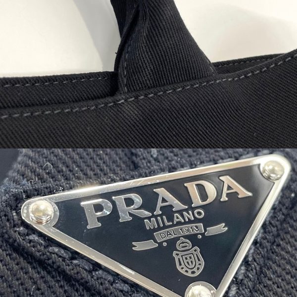 2000043246900138 9 Prada Tote Bag Handbag Shoulder Bag Canvas Black Silver Hardware