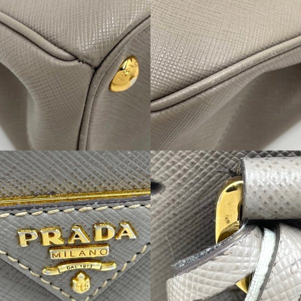 2000043246900141 10 Prada 2way Galleria Handbag Shoulder Triangle Logo Saffiano Leather Greige Gold Hardware