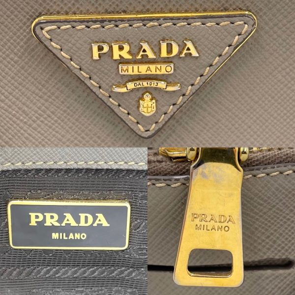 2000043246900141 9 Prada 2way Galleria Handbag Shoulder Triangle Logo Saffiano Leather Greige Gold Hardware