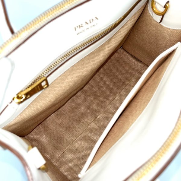 2000043246900144 8 Prada 2way Handbag Shoulder Bag Crossbody Leather White Beige Gold Hardware