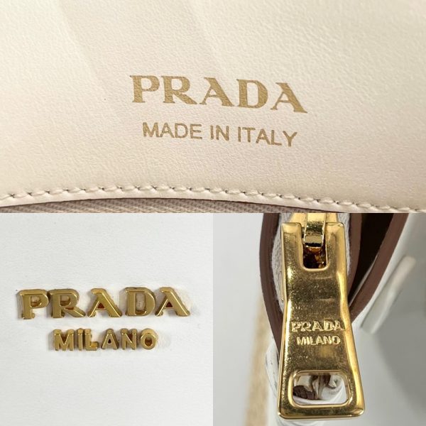 2000043246900144 9 Prada 2way Handbag Shoulder Bag Crossbody Leather White Beige Gold Hardware