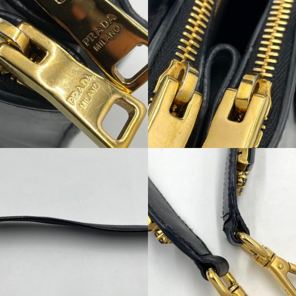 2000043246900186 18 Prada 2way Handbag Shoulder Crossbody Leather Black Gold Hardware