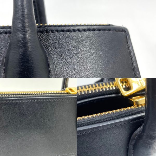 2000043246900186 19 Prada 2way Handbag Shoulder Crossbody Leather Black Gold Hardware