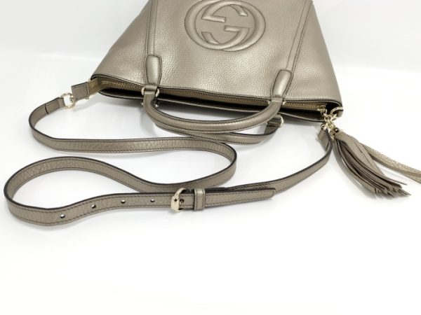 2000087252000569 4 Gucci Soho 2way Handbag Interlocking G Leather Gold Crossbody Shoulder