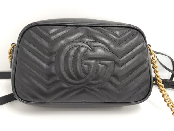 2000087259300203 2 Gucci Chain Shoulder Bag GG Marmont Leather Black