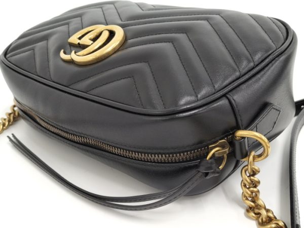 2000087259300203 4 Gucci Chain Shoulder Bag GG Marmont Leather Black