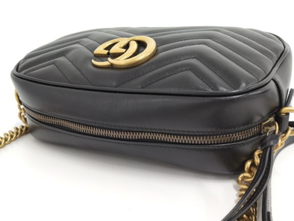 2000087259300203 5 Gucci Chain Shoulder Bag GG Marmont Leather Black