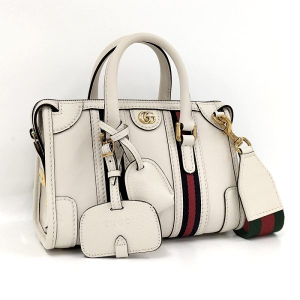 2000097252100333 1 Gucci 2way Tote Bag Sherry Line Double G Leather White Crossbody