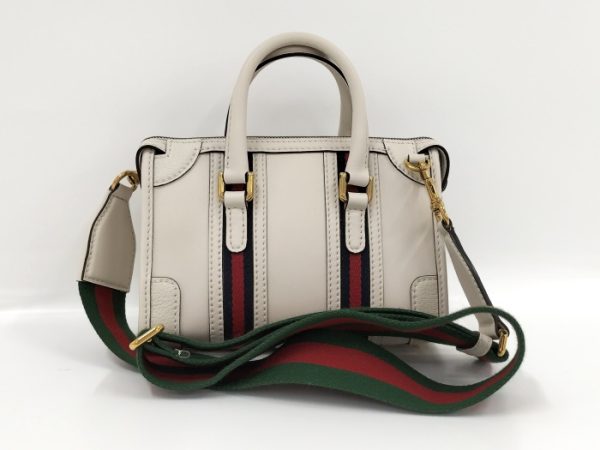 2000097252100333 2 Gucci 2way Tote Bag Sherry Line Double G Leather White Crossbody