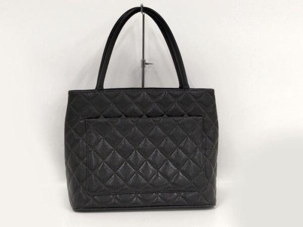 2000111258400155 2 Chanel Reprint Tote Bag Here Mark Caviar Skin Black Handbag