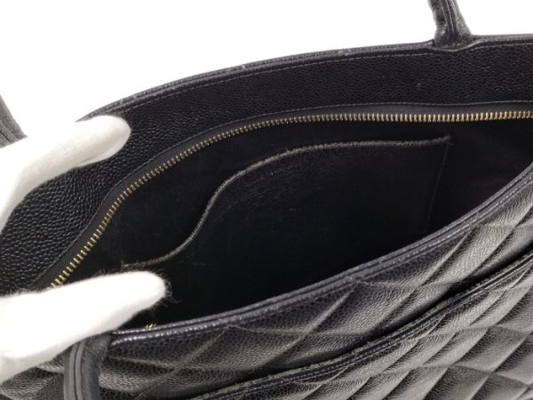 2000111258400155 8 Chanel Reprint Tote Bag Here Mark Caviar Skin Black Handbag