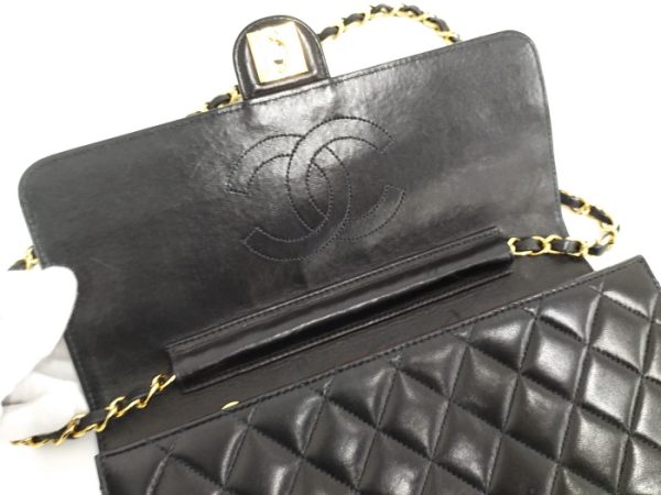 2000111259000114 6 Chanel Single Chain Shoulder Bag Matelasse Lambskin Black Gold Hardware