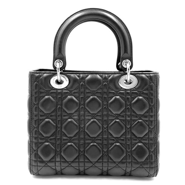 2000307246900568 13 Christian Dior 2way Lady Dior Handbag Shoulder Lambskin Black Silver Hardware