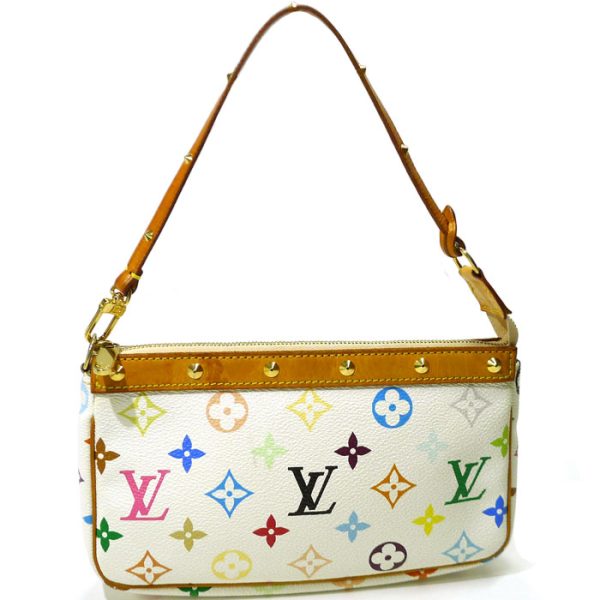 2000803258600451 1 Louis Vuitton Pochette Accessory Pouch Monogram Multicolor Mini Handbag White