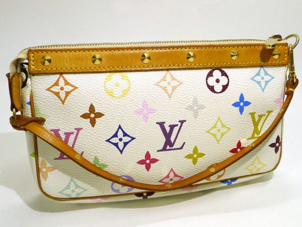 2000803258600451 2 Louis Vuitton Pochette Accessory Pouch Monogram Multicolor Mini Handbag White