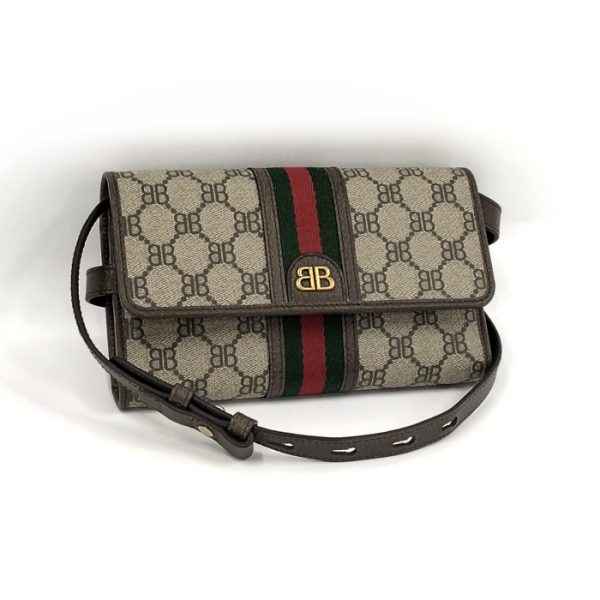 2010211252000054 1 Balenciaga Gucci Collaboration Hacker Shoulder Bag Sherry Line Leather