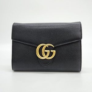 GUCCI GG Marmont Chain Wallet Shoulder Bag 401232 Prada Tote Bag Bibliotheque Bicolor Saffiano Black