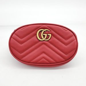 GUCCI GG Marmont Waist bag 476434 leather Red Louis Vuitton Zippy Wallet Monogram Implant Marine Rouge