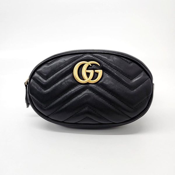 GUCCI Marmont Matelasse Waist Belt Bag GG Black Quilted Leather GUCCI Marmont Matelasse Waist Belt Bag GG Black Quilted Leather