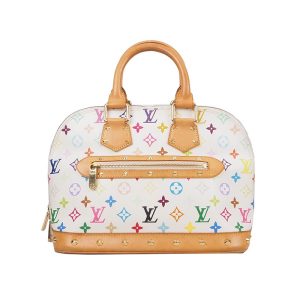 LOUIS VUITTON Multicolor Alma PM White Hand Bag M92647 Prada Handbag Pink Leather