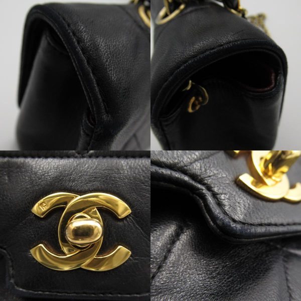 2100301035836 12c Chanel Chain Shoulder Bag Lambskin Black Leather