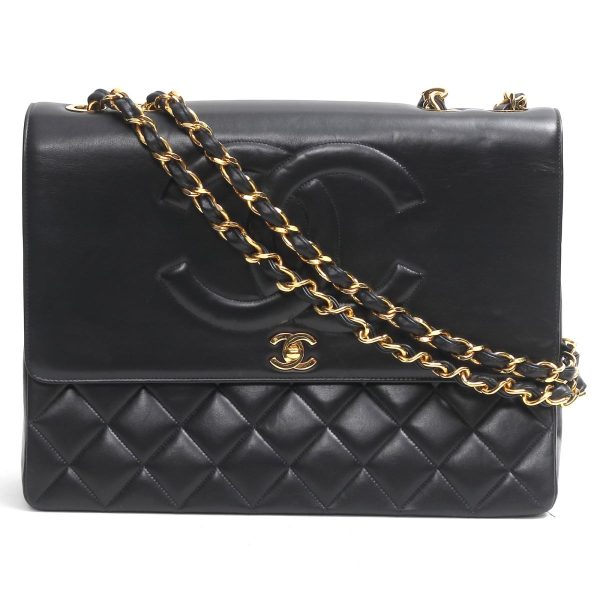 2101214663888 00 Chanel Matelasse Coco Mark Chain Shoulder Bag Lambskin Black Bordeaux