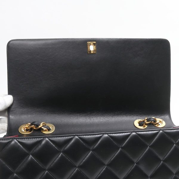 2101214663888 14 Chanel Matelasse Coco Mark Chain Shoulder Bag Lambskin Black Bordeaux