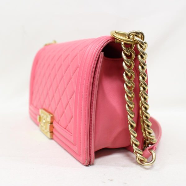 2101214683527 02 Chanel Chain Shoulder Bag Sheepskin Pink Gold Hardware