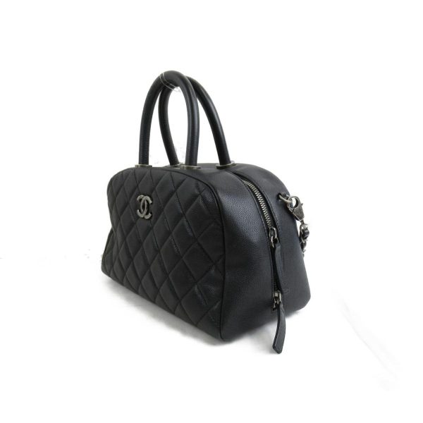 2101215554574 02 Chanel Shoulder Bag Handbag Caviar Skin Black