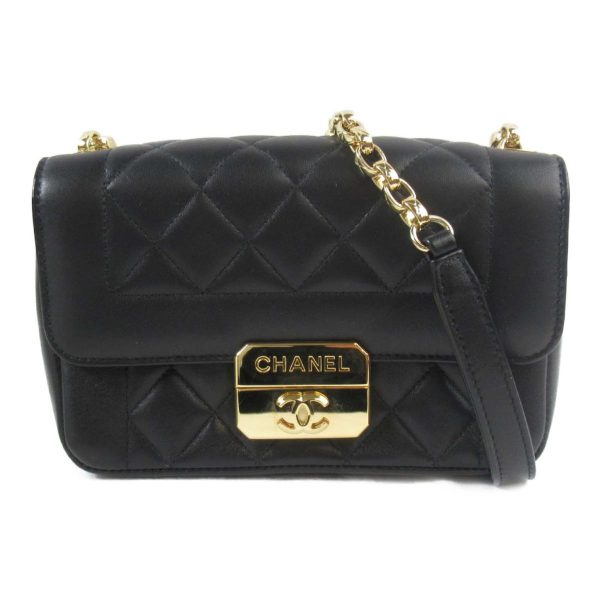 2101215827470 00 Chanel Lambskin Chain Shoulder Bag Black