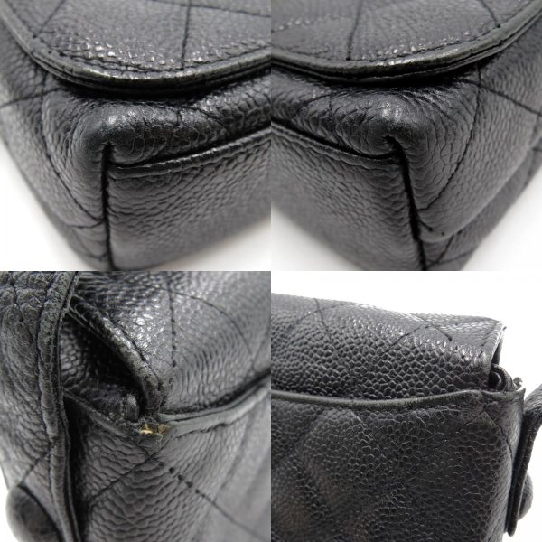 2101216234932 13c Chanel Shoulder Bag Pochette Caviar Skin Black