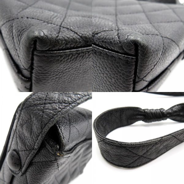 2101216234932 17c Chanel Shoulder Bag Pochette Caviar Skin Black