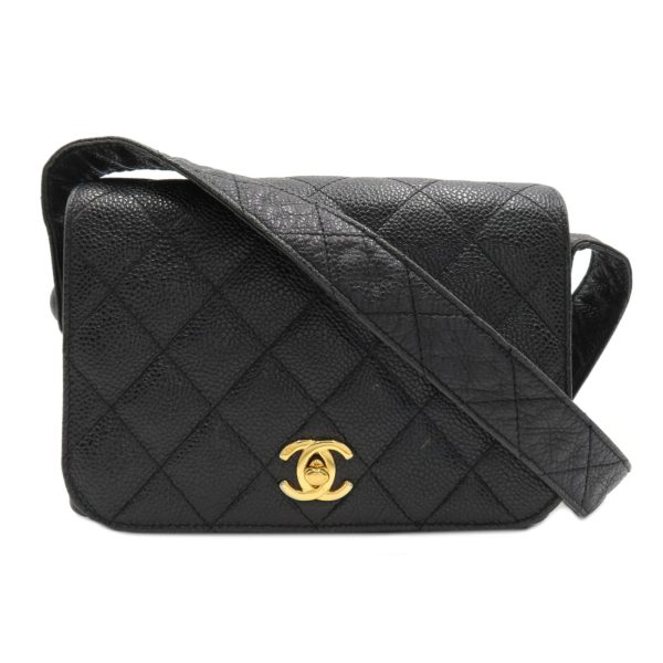 2101216234932 2 Chanel Shoulder Bag Pochette Caviar Skin Black