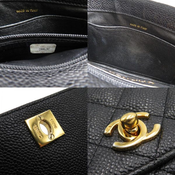 2101216234932 9c Chanel Shoulder Bag Pochette Caviar Skin Black