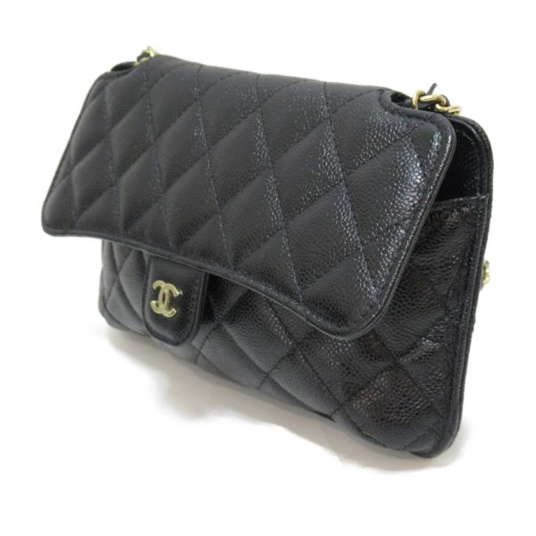 2101216493544 5 Chanel Chain Shoulder Bag Eco Caviar Skin Black