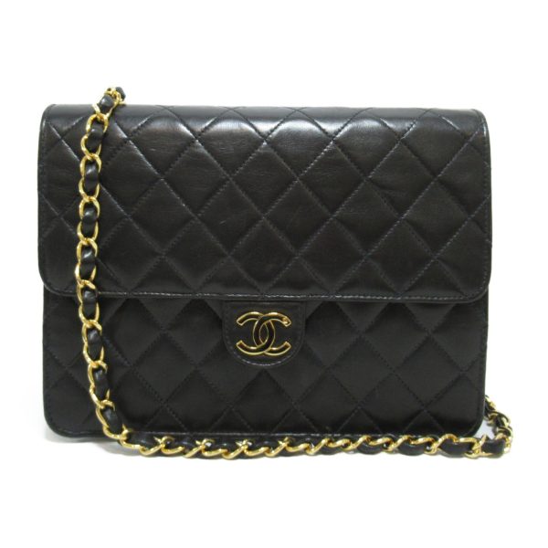 2101216811492 3 Chanel Chain Shoulder Bag Lambskin Black Leather