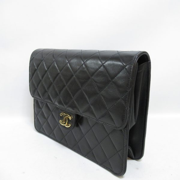 2101216811492 5 Chanel Chain Shoulder Bag Lambskin Black Leather