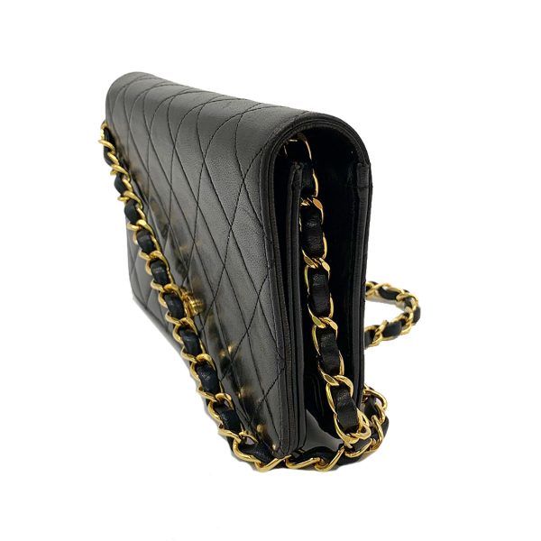 2101217035989 03 Chanel Push Lock Chain Shoulder Bag Leather Black