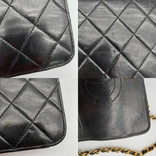 2101217035989 09c Chanel Push Lock Chain Shoulder Bag Leather Black