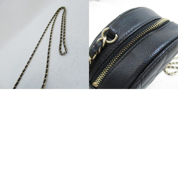 2101217250481 8c Chanel Mini Matelasse Chain Shoulder Bag Caviar Skin Black
