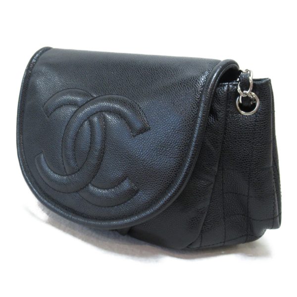 2101217330169 4 Chanel Half Moon Chain Shoulder Bag Caviar Skin Black