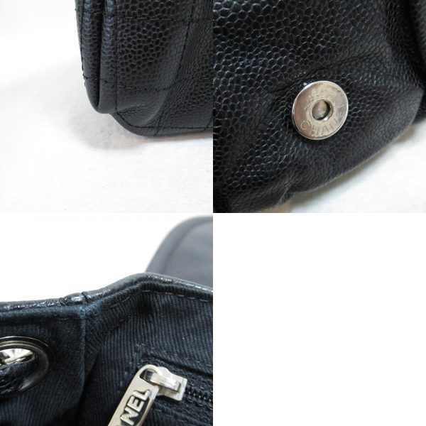 2101217330169 7c Chanel Half Moon Chain Shoulder Bag Caviar Skin Black