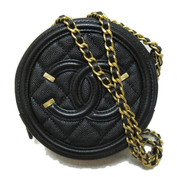2101217334488 1 Chanel Chain Shoulder Bag Caviar Skin Black