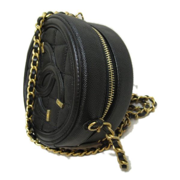 2101217334488 3 Chanel Chain Shoulder Bag Caviar Skin Black