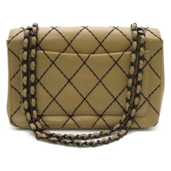 2101217456722 3 Chanel Wild Stitch Chain Shoulder Bag Leather Beige