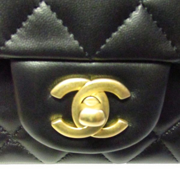 2104101720831 08 Chanel Matelasse Chain Shoulder Bag Lambskin Black